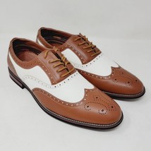 Ferro Aldo Arthur Mens Oxford Sz 9.5 M Brown &amp; White Wingtip Dress Shoes - £34.37 GBP