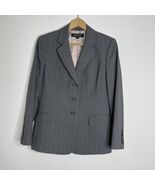 Kasper Blazer Size 8P Petite Gray Striped Button Front Career Jacket - $383.01 MXN