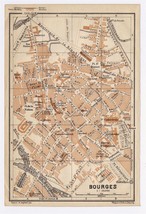 1905 Antique City Map Of Bourges / Cher / Berry / France - £17.11 GBP