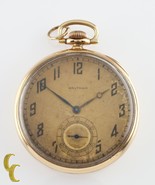 Waltham Colonial Series Open Face 14K Yellow Gold Pocket Watch 14s 19 Jewel - $2,471.01 CAD