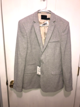 NWT Asos Mens 40 Reg 2 Button Polyester Wool Blend Blazer Suit Jacket Gray - $29.69