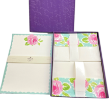 Hallmark Stationery Set 90s Floral in Pink and Green 15 Decorated Sheets... - $19.24