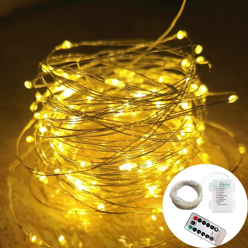 Battery Operated Remote Copper Wire Led Sting Lights Christmas Decorations Outdo - $160.64