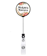 NEW Floral Hakuna Matata ID Badge Reel Holder retractable round clip on - $10.87 CAD