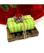 Organic Peppermint Soap with Wood Dish Holder Saver Tray Bath Christmas ... - £11.08 GBP