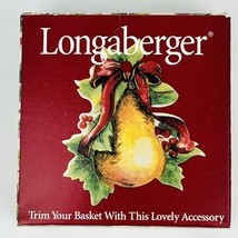 Longaberger Basket Tie On ‘Trim Your Basket’ Pear Ceramic Tie-on Vintage New box - £6.65 GBP