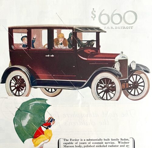 Primary image for Ford Fordor Sedan 1926 Advertisement Lithograph Automobilia Child Umbrella DWCC1