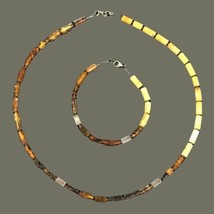 Amber Sterling Silver Bracelet And Necklace 17” - £75.93 GBP