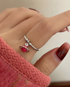 New medieval love Saturn small pendant ring female two overlapping - $19.80