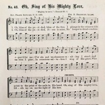 1883 Gospel Hymn Song His Mighty Love Sheet Music Victorian Religious AD... - $19.99