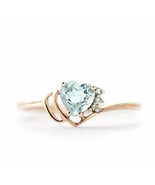 0.97 Ct 14k Rose Yellow White Gold Aquamarine Gemstone Ring w/ Natural D... - $401.25