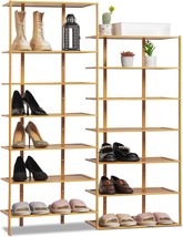 For More Than 40 Pairs Of Shoes, Monibloom Bamboo 14-Tier Freestanding, Natural. - £72.69 GBP