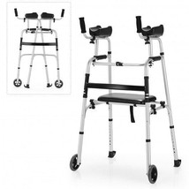 Height Adjustable Rolling Walker With Seat and Armrest Pad - Color: Silver - $220.71