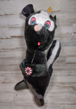 Vintage Skunk Holding Flower Plush Stuffed Animal Plastic Ears Carnival 15&quot; - $17.16