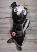 Vintage Skunk Holding Flower Plush Stuffed Animal Plastic Ears Carnival 15&quot; - £13.71 GBP