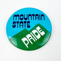 Vintage West Virginia Pin Button Mountain State Pride 2” Blue Green - £8.85 GBP