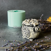 Witch Cauldron With Pentagram Silicone Mold - Witch&#39;s Cauldro Mold - $31.33