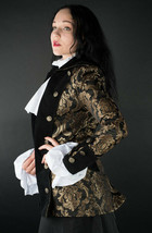 Black Gold Brocade Gothic Victorian Jacket Steampunk Short Pirate Prince... - £96.14 GBP