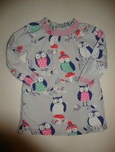 Mini Boden Grey Winter Owls Print L/S Dress 2-3 CUTE  - £16.57 GBP