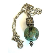 925 Sterling Silver Turquoise Ball Pendant Necklace Sky - £67.55 GBP