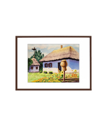 Original landscape of ukrainian village Watercolor Decor Wall Art 40 x 30 cm - £74.49 GBP