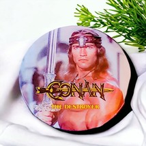 Conan THE DESTROYER 3&quot; Button Pin Schwarzenegger COOL - $3.75