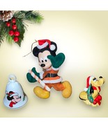 Vintage Christmas Ornaments Lot Of 3 Mickey Mouse &amp; Pluto Walt Disney  Read - $37.00