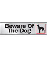 BEWARE OF THE DOG Sticker SIGN Adhesive Door Brushed Aluminum 2&quot; x 8&quot; HY... - €18,17 EUR
