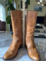 Vintage 1977 Stewart Boot Co. Fine Hand made brown tall Cowboy boots size 9 D image 13