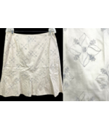 Y2K Skirt Size 14 Apostrophe Stretch White Silver Floral Diamond Bow Boh... - $49.72