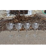 4 Depression Clear 4.25” Liqueur Cordial Glass w/ Etched Grape Circle De... - $12.99