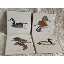 Pierson and K Herzy signed Ceramic Duck Tile with cork backing 6x6 set of 4 - $32.42