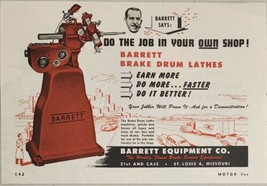 1946 Print Ad Barrett Brake Drum Lathes for Shops St Louis,Missouri - £8.80 GBP
