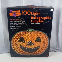 100 Light Holographic Pumpkin Jack-O-Lantern Halloween Vintage TESTED WORKS - $26.29