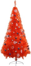 Artificial Christmas Tree With Led Lights Spruce Stand Decor 6ft Orange ... - £67.27 GBP