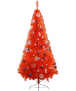 Artificial Christmas Tree With Led Lights Spruce Stand Decor 6ft Orange ... - £67.57 GBP