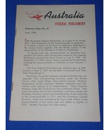 Australia Vintage Pamphlet Booklet Brochure June 1958 Federal Parliament - $20.56 CAD