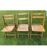 Oakwood Chair Mfg Vintage 50s 60s Retro Solid Wood Slat Fold Up Chairs (3) - £102.08 GBP