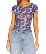 Free People keep it simple mesh baby tee in BLUE COMBO - size XS - £25.16 GBP