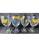 Water Ice Tea Drinking Glasses 7&quot; Holds 12 oz (4) Heavy Stemmed Hand Pai... - $35.00