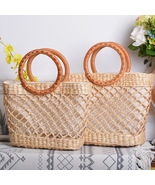 Rattan ins handmade straw net woven square handmade bag - $49.99