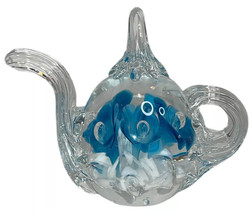 Vintage Signed Gibson Glass Paperweight Teapot Kettle Floral Design - £22.22 GBP