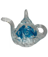 Vintage Signed Gibson Glass Paperweight Teapot Kettle Floral Design - $38.42 CAD