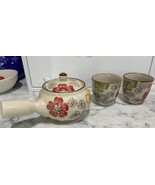 Sorel Small Chinese Teapot Set Ceramic Multicolor Floral Tea Cups w Tea ... - $23.04 CAD