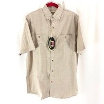 Backpacker Mens Shirt Button Down Short Sleeve Cotton Blend Stretch Beige M - £11.48 GBP