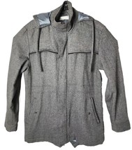 Shades Of Greige Men XL Hood Full Zip Wool Blend Jacket Coat - $37.97