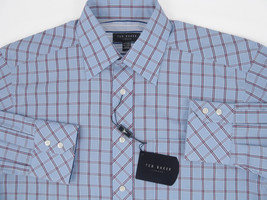 NEW! NWT! Handsome Ted Baker of London Geometric Plaid Shirt! 16.5 - 32 33 - $84.99