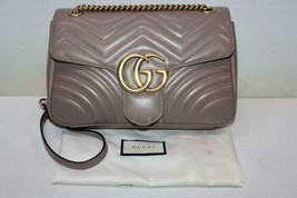 Gucci 443496 Dusty Pink Leather GG Marmont Medium Matelasse Shoulder Bag Purse - £1,438.69 GBP