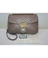 Gucci 443496 Dusty Pink Leather GG Marmont Medium Matelasse Shoulder Bag Purse - £1,417.74 GBP