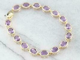7CT  Oval Cut Simulated Amethyst Gold Plated 925 Silver  Tennis Bracelet - £139.70 GBP